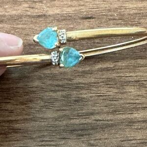 10k vintage blue topaz yellow gold bangle